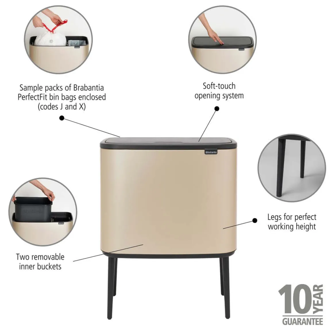 Abfallsammler "Bo" Touch Bin gold