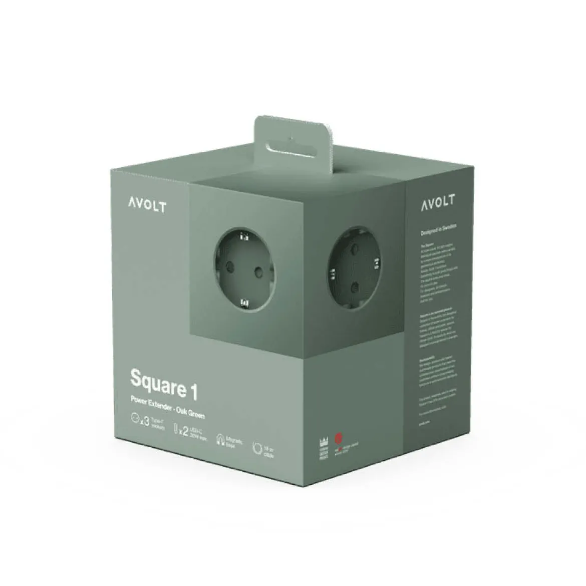 Avolt Steckdose "Square 1" USB-C Oak Green