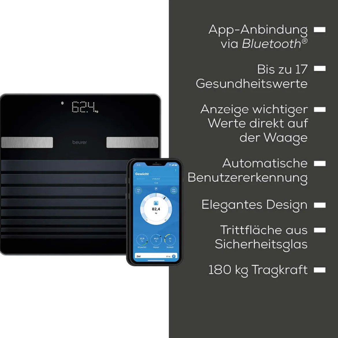 Beurer Diagnosewaage mit Gesundheitswerten + App "BF 451" Limited Edition