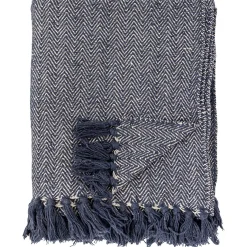Bloomingville Decke "Herringbon" Blau