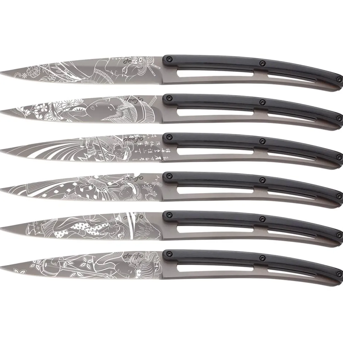 Deejo Steakmesser-Set Ebenholz "Japanisch"