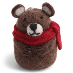 En Gry & Sif Filzfigur "Braunbär mit Schal"