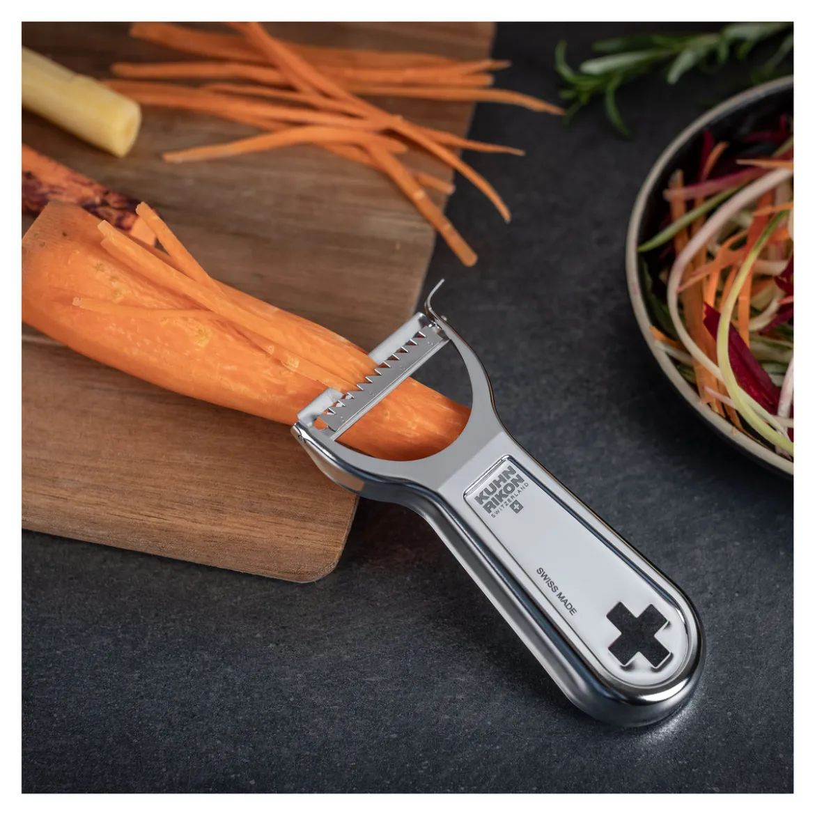 Kuhn Rikon Sparschäler Julienne Kreuz "Metallic Swiss Peeler"