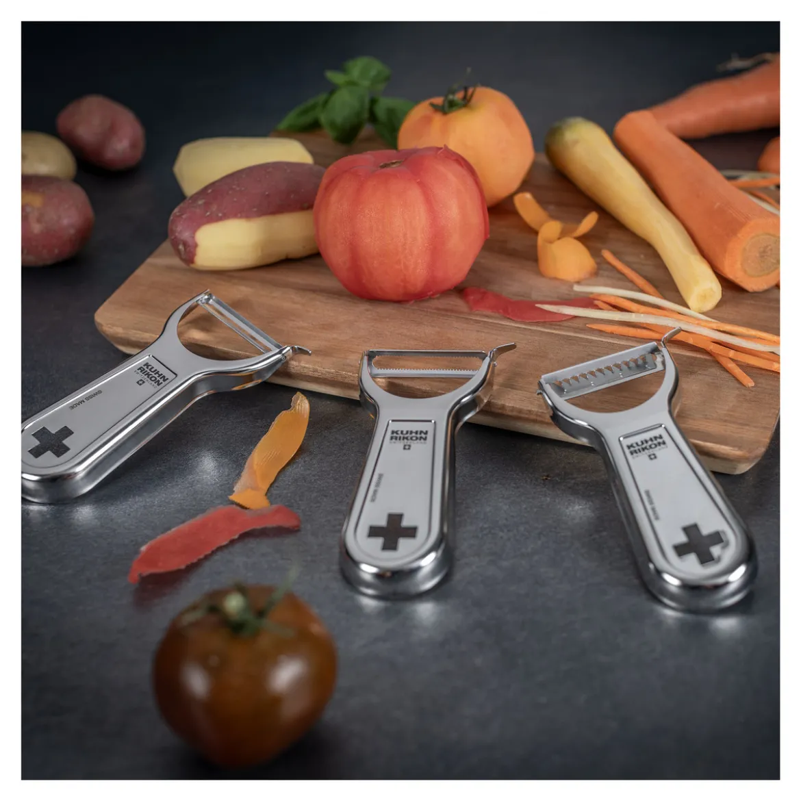 Kuhn Rikon Sparschäler Julienne Kreuz "Metallic Swiss Peeler"