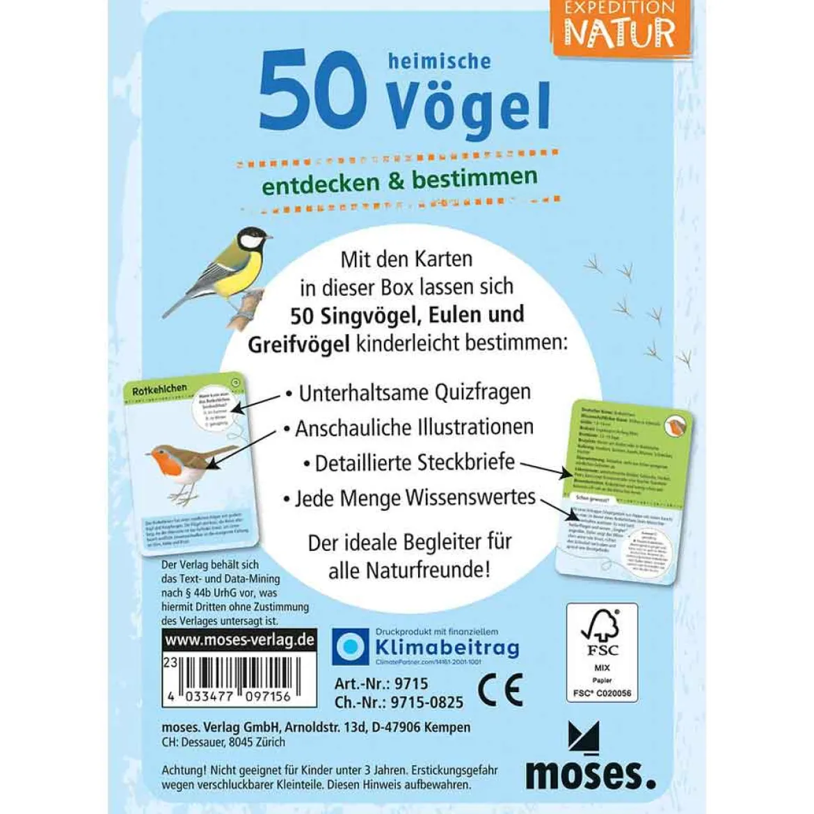 Moses Kartenset - 50 heimische Vögel "Expedition Natur"