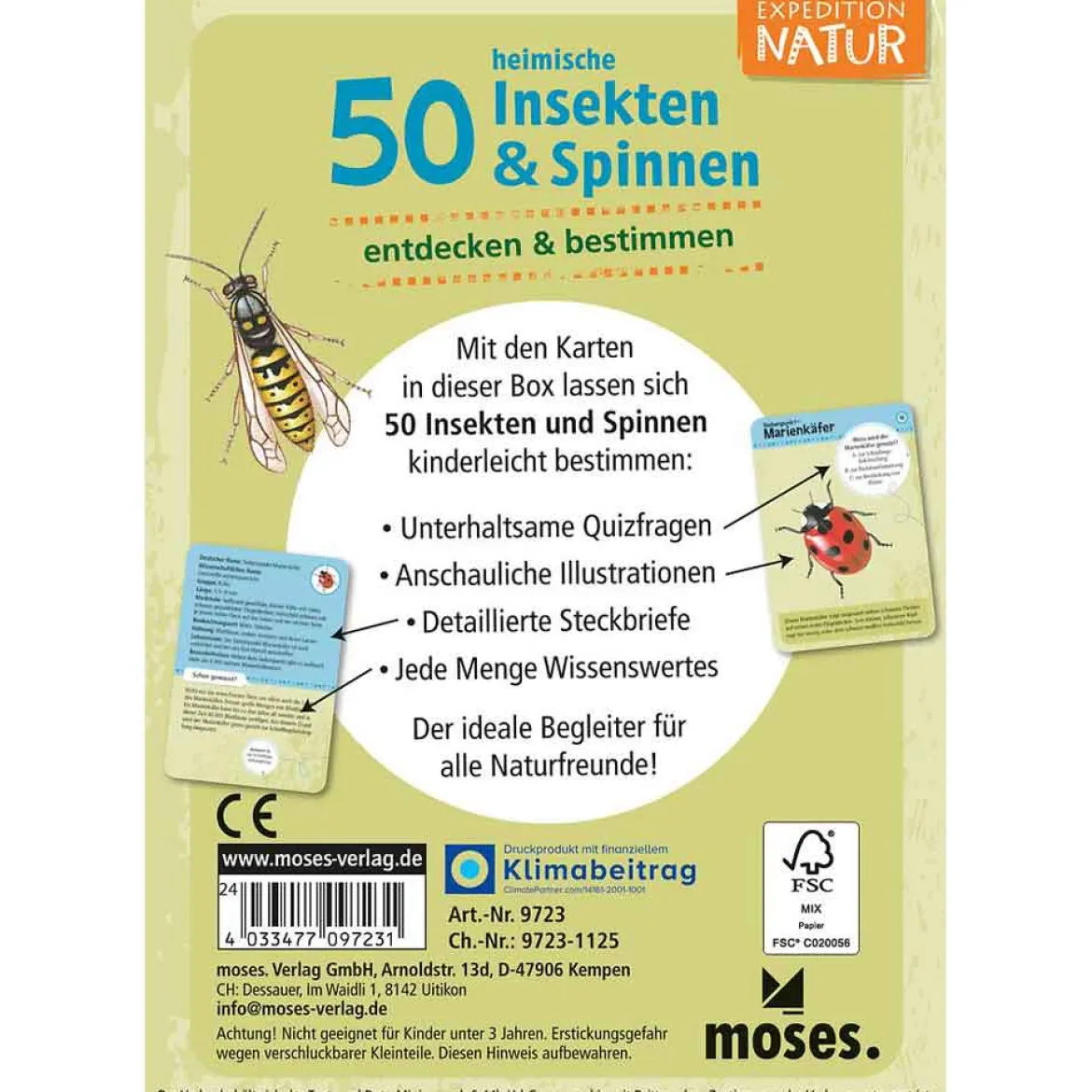 Moses Kartenset - 50 heimische Insekten & Spinne "Expedition Natur"