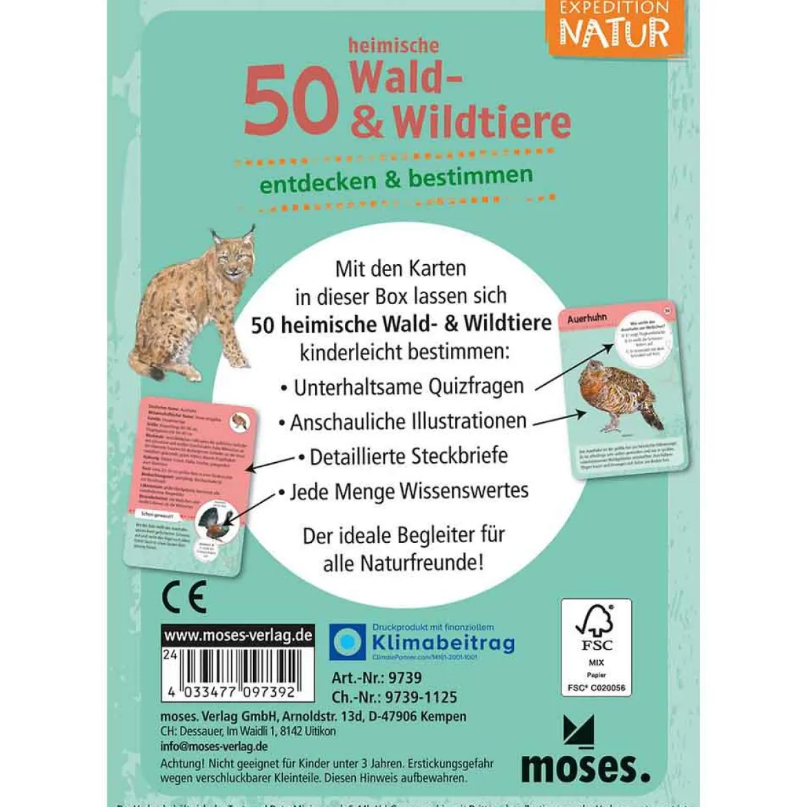 Moses Kartenset 50 heimische Wald- & Wildtiere "Expedition Natur"