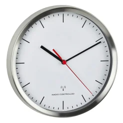 TFA Analoge Funk-Wanduhr mit Edelstahl-Rahmen