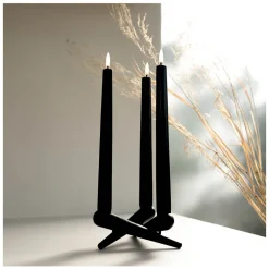 Uyuni LED Candle 2-Pack Plain Black "Taper"