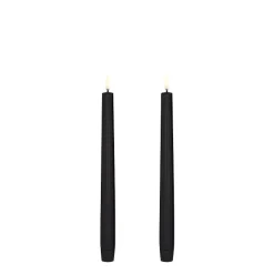 Uyuni LED Candle 2-Pack Plain Black "Taper"