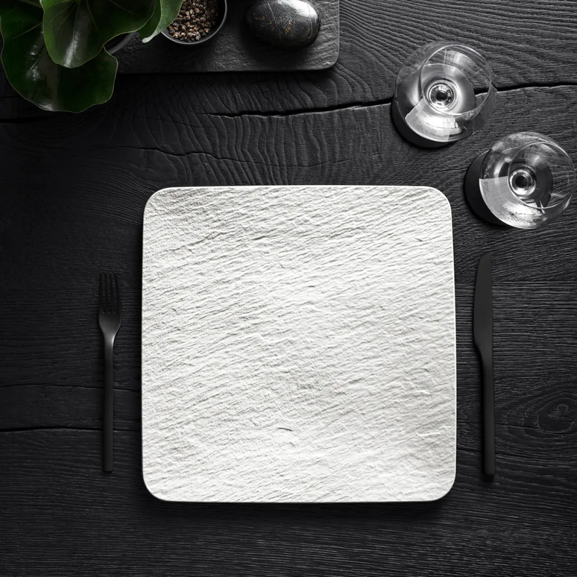 Villeroy & Boch Manufacture Rock blanc Servierplatte quadratisch/Gourmetteller 32x32x1,5cm