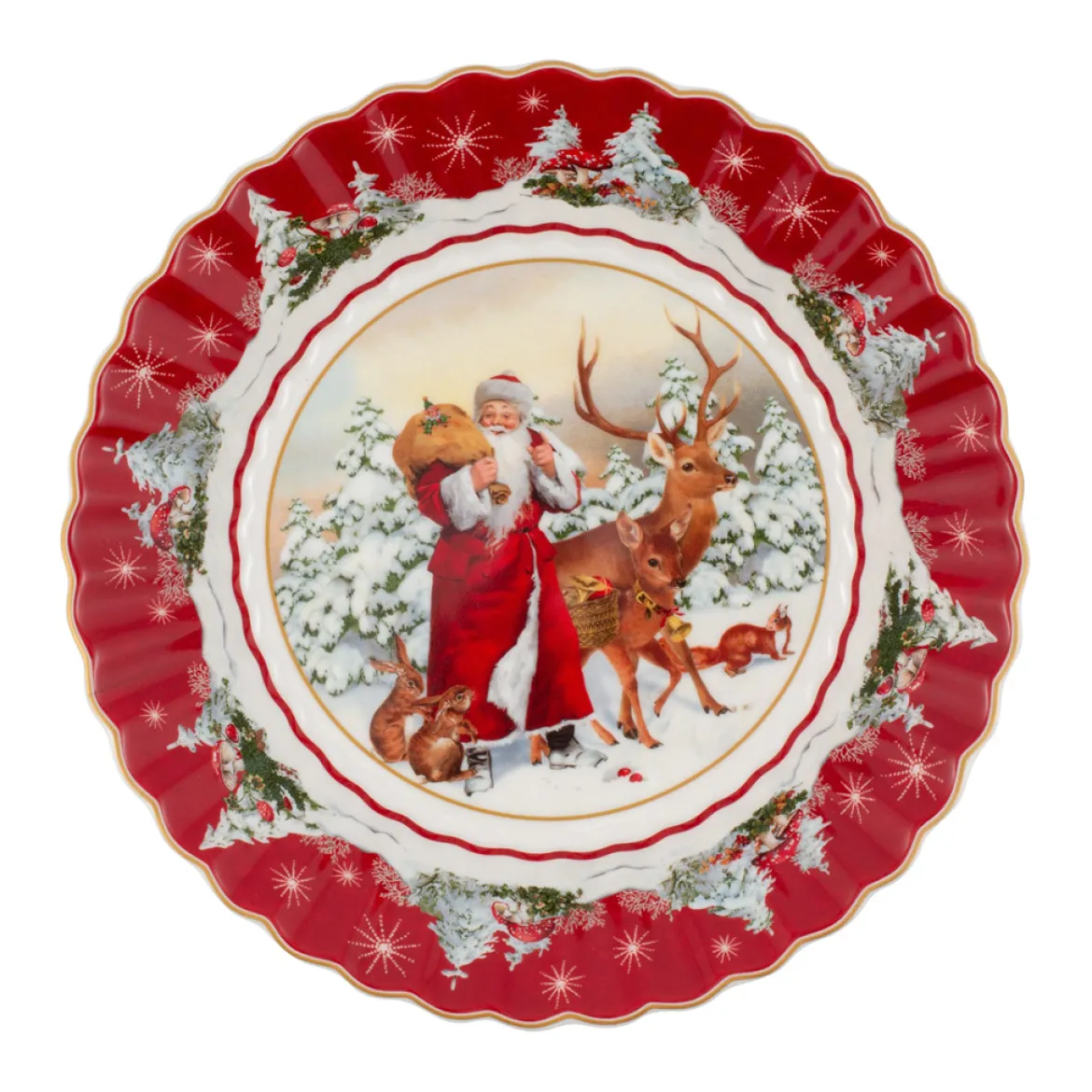 Villeroy & Boch Schale groß, Santa mit Waldtieren 25x25x5cm "Toy's Fantasy"