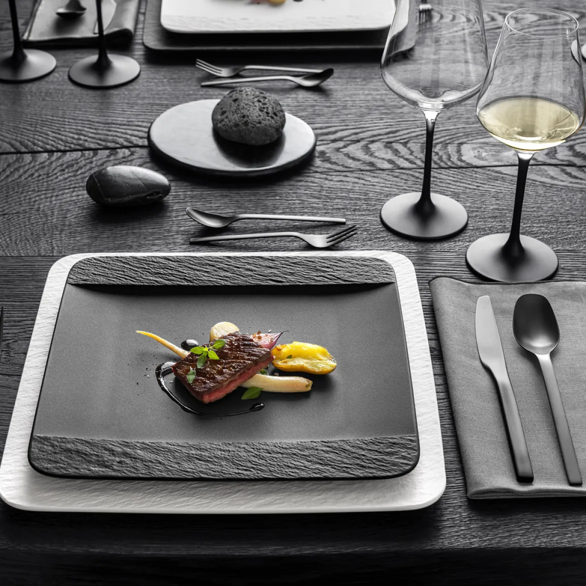 Villeroy & Boch Speiseteller quadrat "Manufacture Rock"