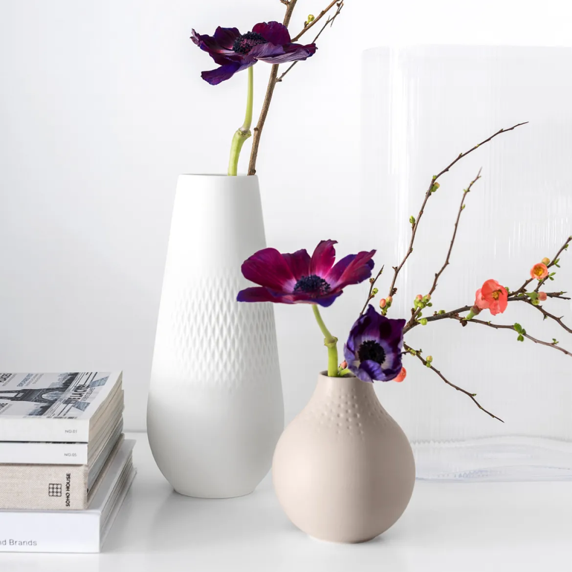 Villeroy & Boch Vase Carré hoch 11,5x11,5x26cm "Manufacture Collier blanc"