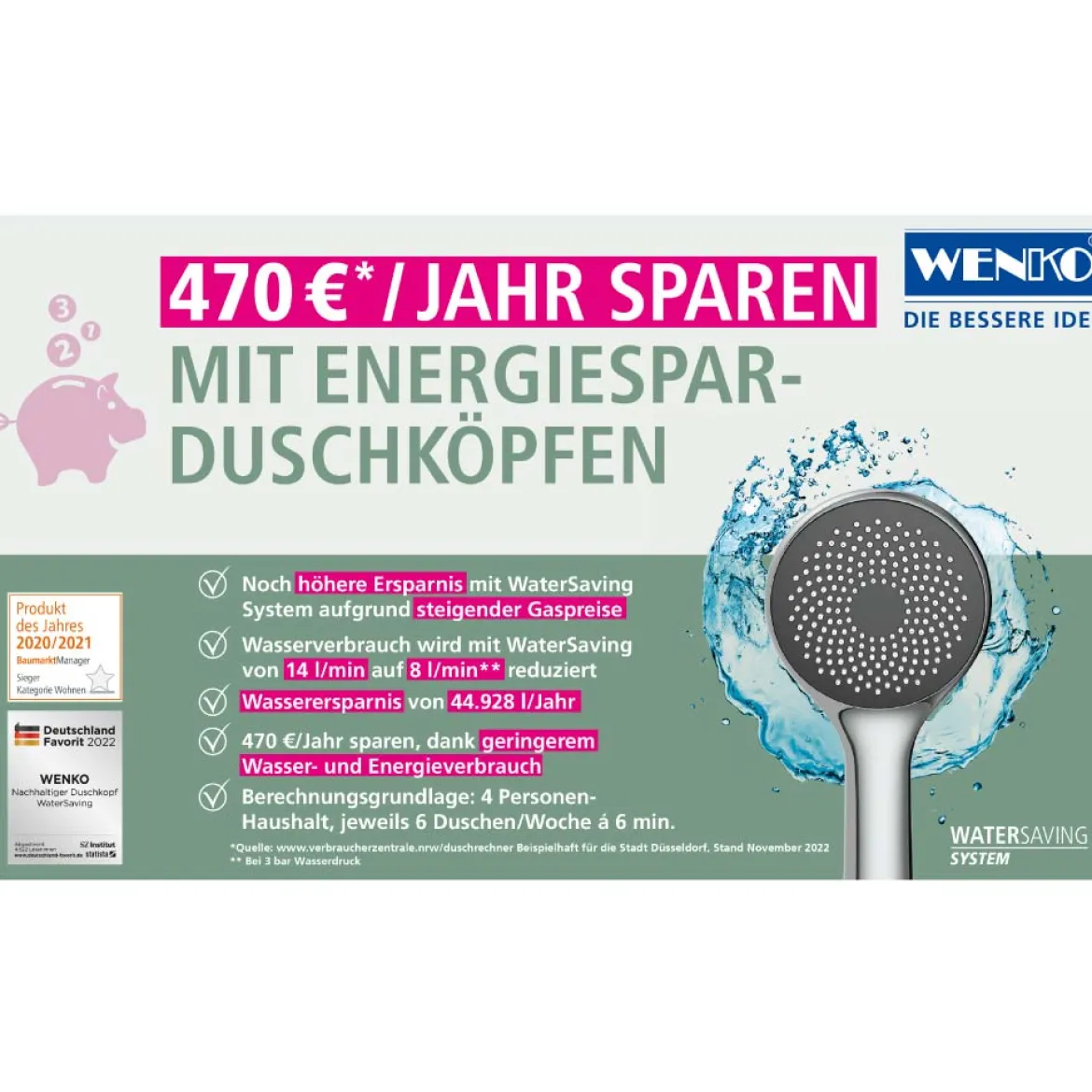 Wenko wassersparender Duschkopf Ø 11 cm