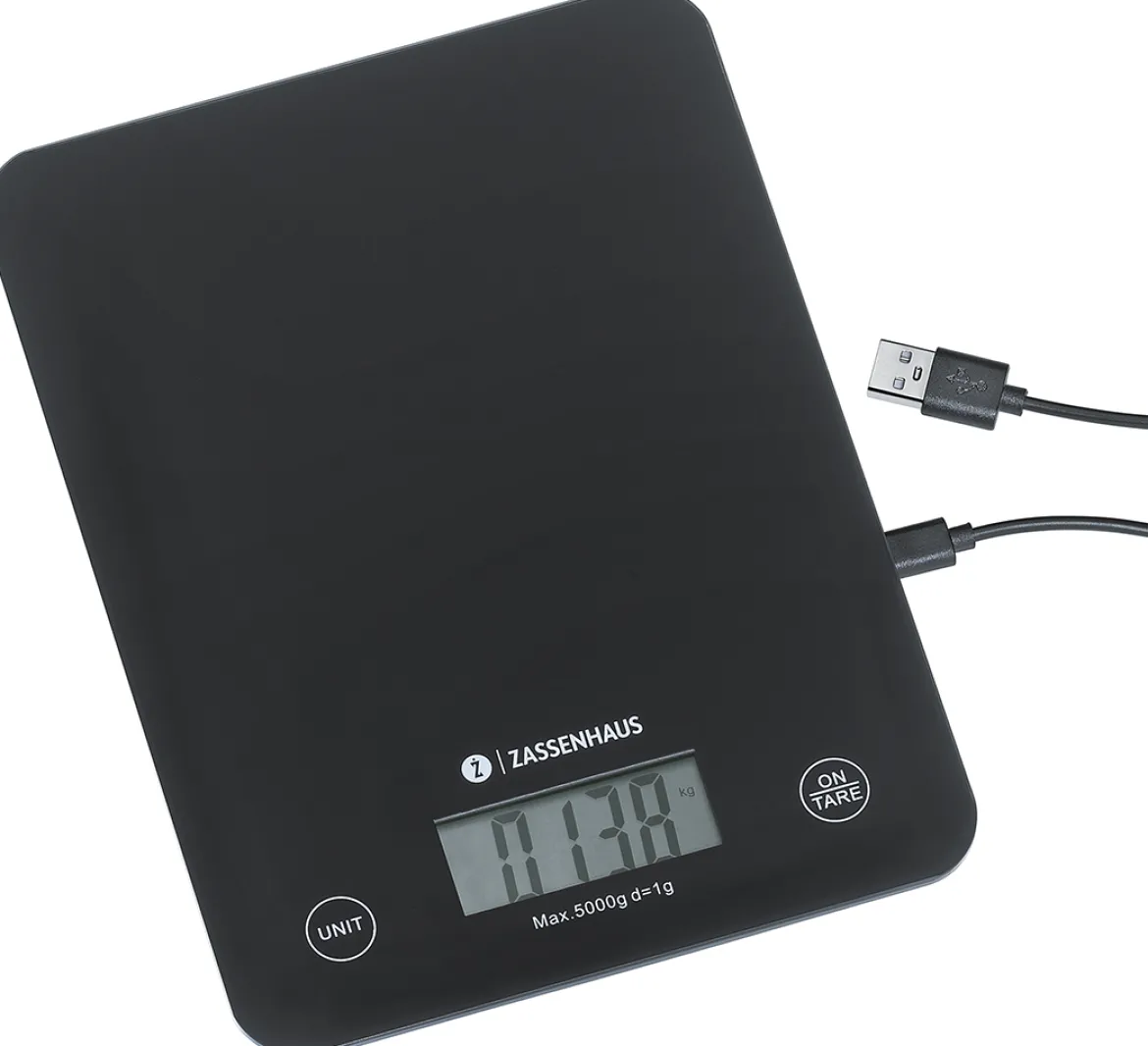 Zassenhaus Digitale Küchenwaage USB, schwarz "BALANCE"